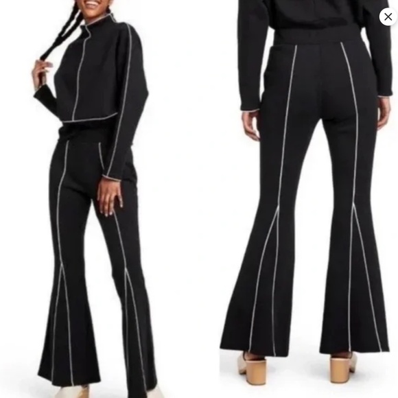 Victor Glemaud for Target Flared Athletic Pants Black w/White Piping Size Med - Picture 2 of 9